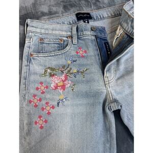 Lucky Brand Embroidered Woman's Mid-rise Boy Jeans~ Relaxed Straight~ Size 0/25R